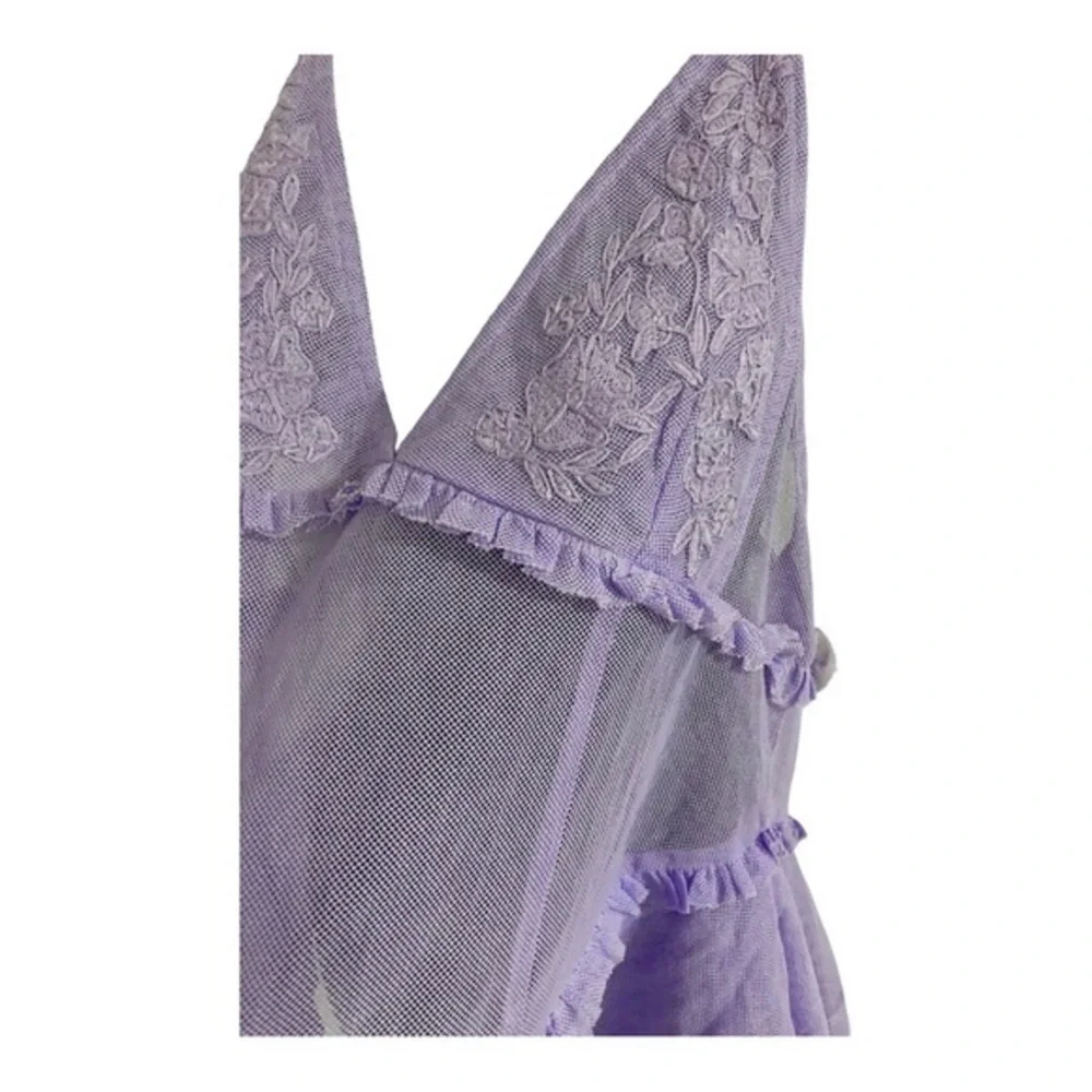 Free People intimately free purple lace mesh embroidered halter dress size Small - Picture 7 of 15